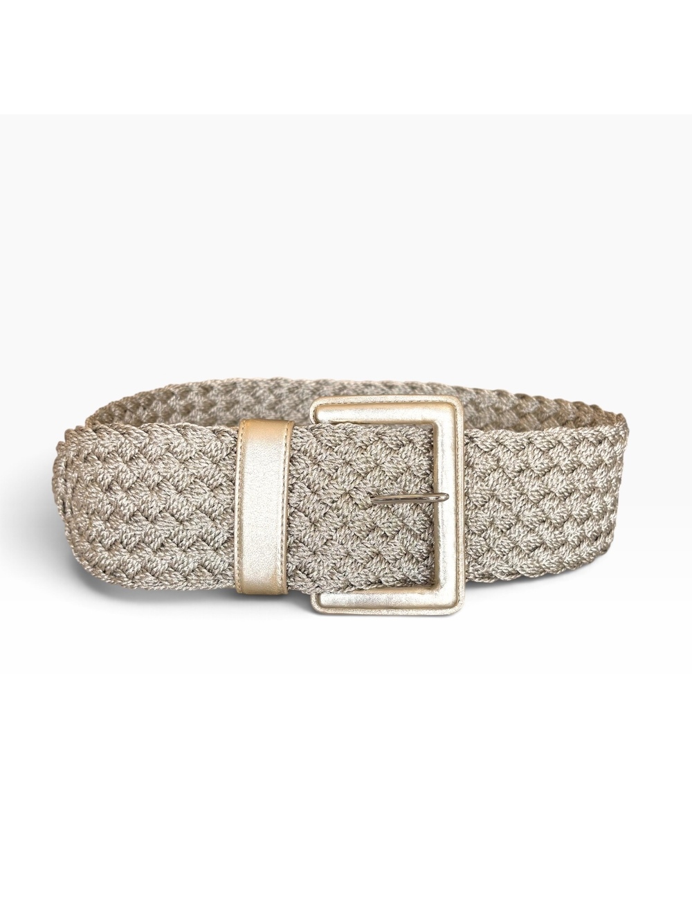Ralph Lauren Collection Champagne Metallic Woven Belt | Made in Italy Size M